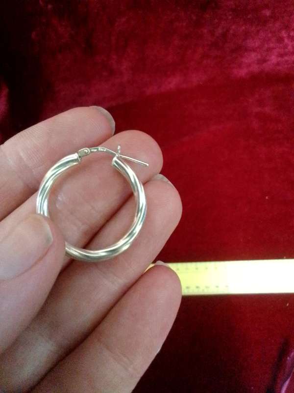 Stunning Sterling Silver Hoop Earrings - Marked 925 - 3.0 Grams -Good Condition