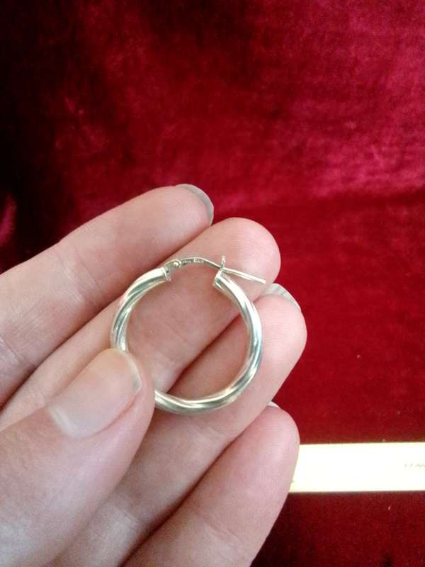 Stunning Sterling Silver Hoop Earrings - Marked 925 - 3.0 Grams -Good Condition