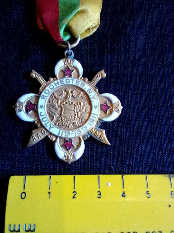 Shriners Damascus Temple 37th Annual Session Rochester NY July 11th-13th 1911 Medal