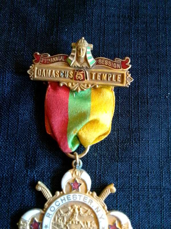 Shriners Damascus Temple 37th Annual Session Rochester NY July 11th-13th 1911 Medal