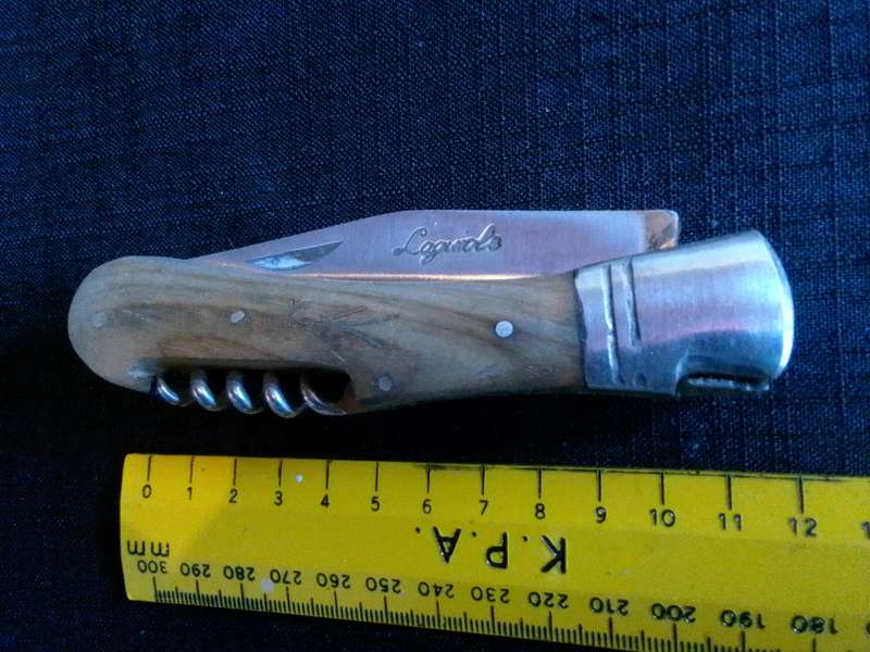 Stunning Laguiole Pocket Knife with Wooden Handle in Excellent Condition L:215m