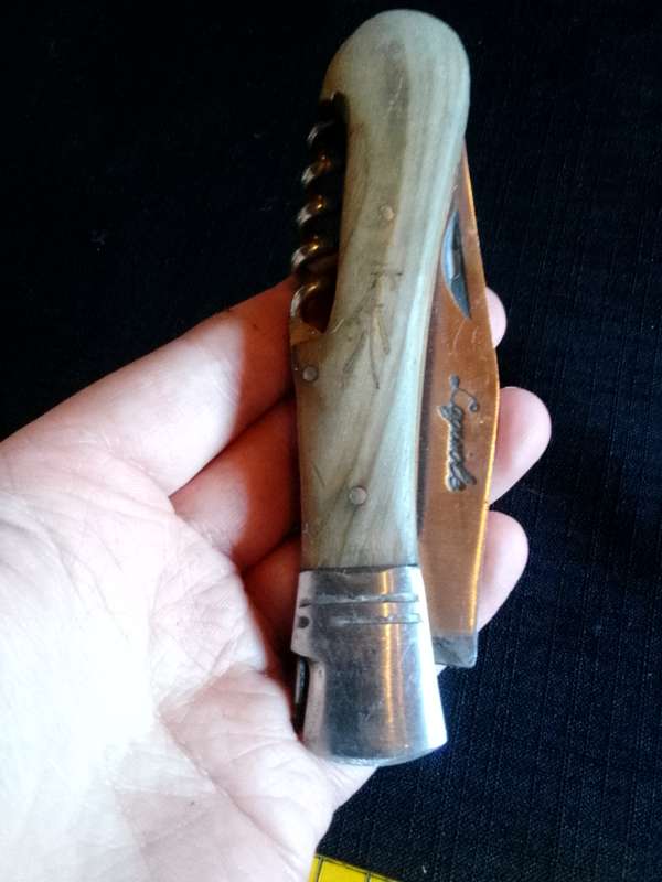 Stunning Laguiole Pocket Knife with Wooden Handle in Excellent Condition L:215m