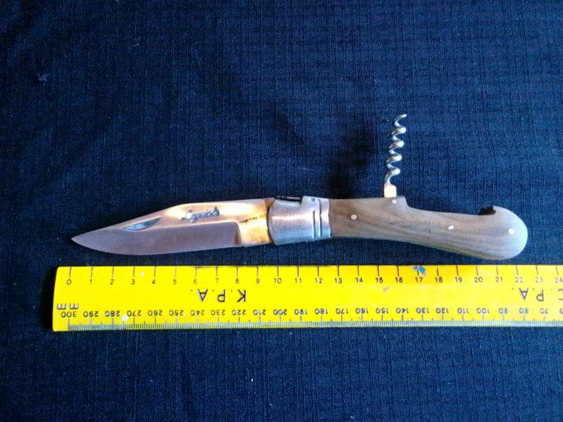 Stunning Laguiole Pocket Knife with Wooden Handle in Excellent Condition L:215m