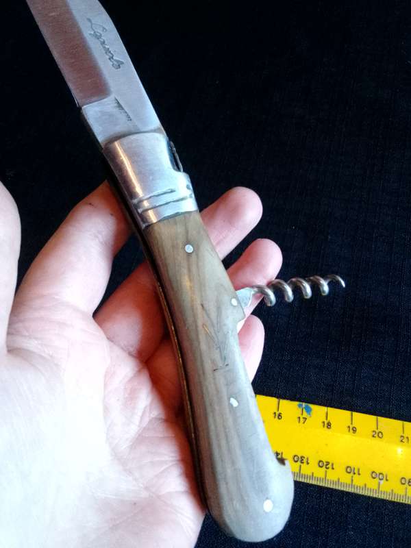 Stunning Laguiole Pocket Knife with Wooden Handle in Excellent Condition L:215m
