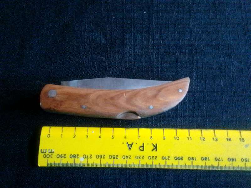 Beautiful Pocket Knife with Wooden Handle in Excellent Condition L:205mm