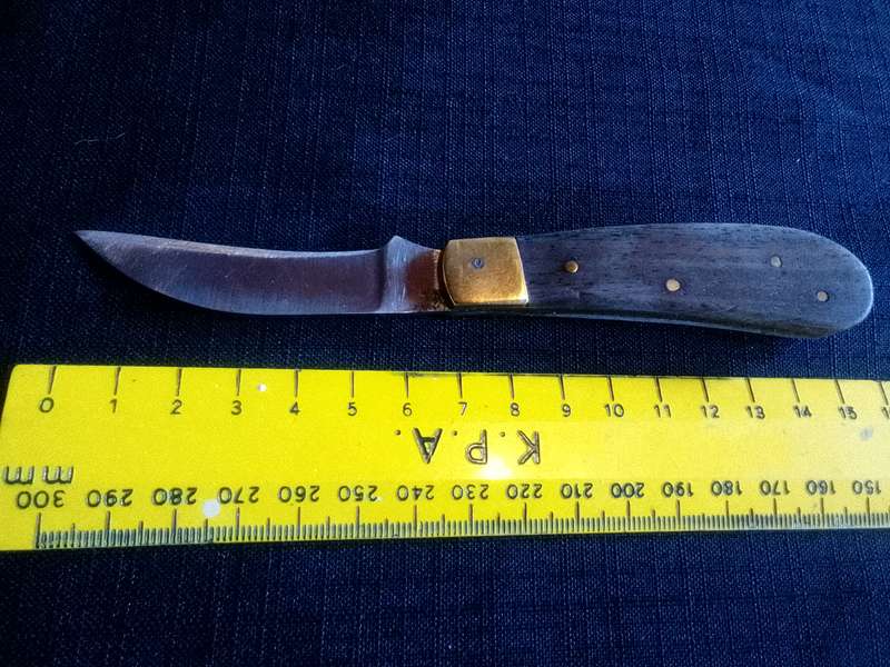 Beautifull Pocket Folding Knife With Wooden Handle - Good Condition L:150mm