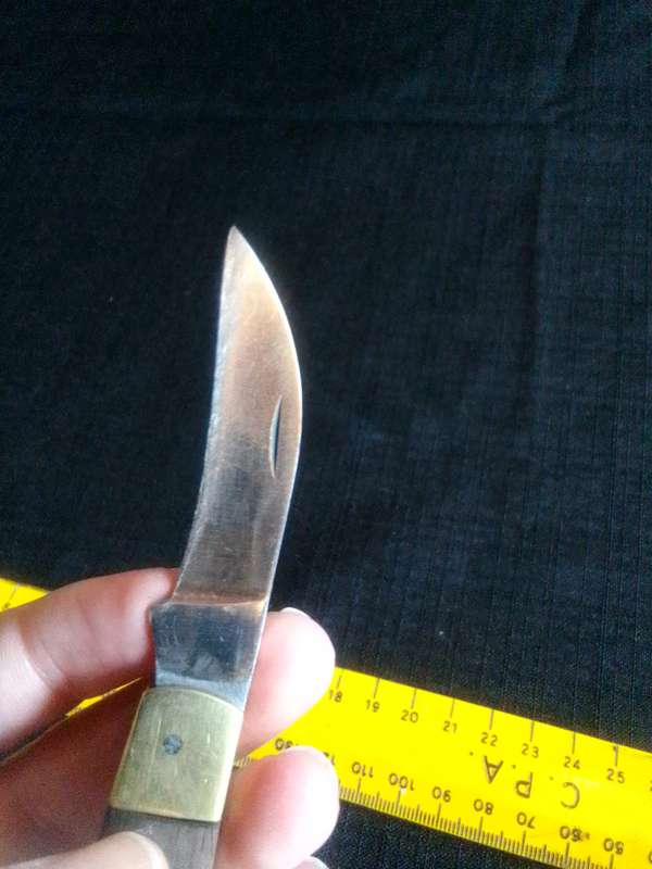 Beautifull Pocket Folding Knife With Wooden Handle - Good Condition L:150mm
