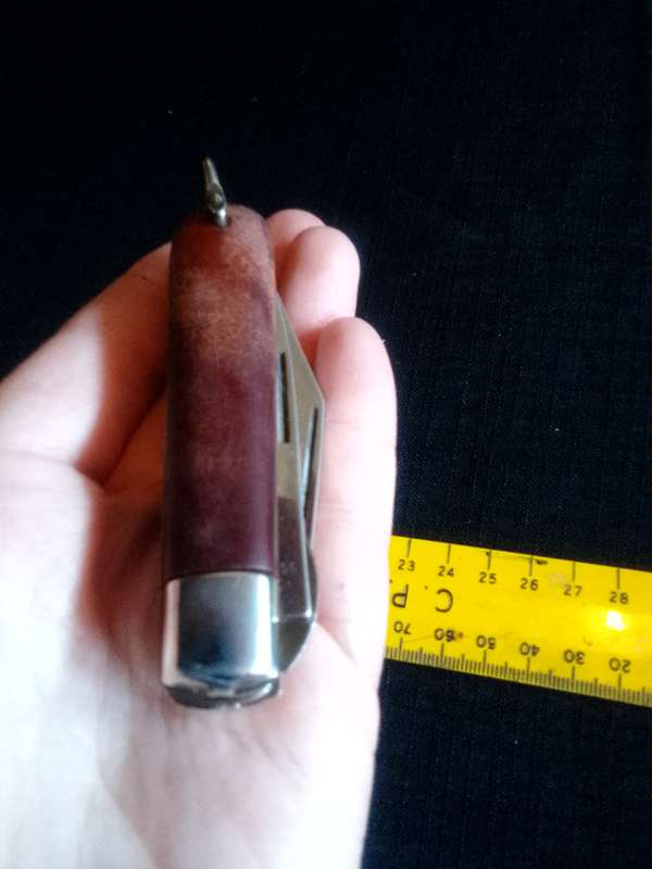 Stunning Stainless Steel Inox Pocket Knife with Wooden Handle in Good Condition L:145m -Stag Ireland