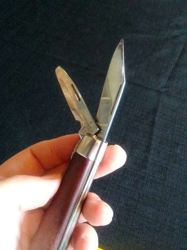 Stunning Stainless Steel Inox Pocket Knife with Wooden Handle in Good Condition L:145m -Stag Ireland