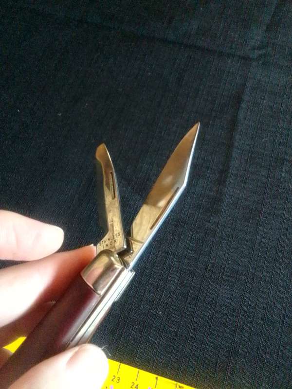 Stunning Stainless Steel Inox Pocket Knife with Wooden Handle in Good Condition L:145m -Stag Ireland