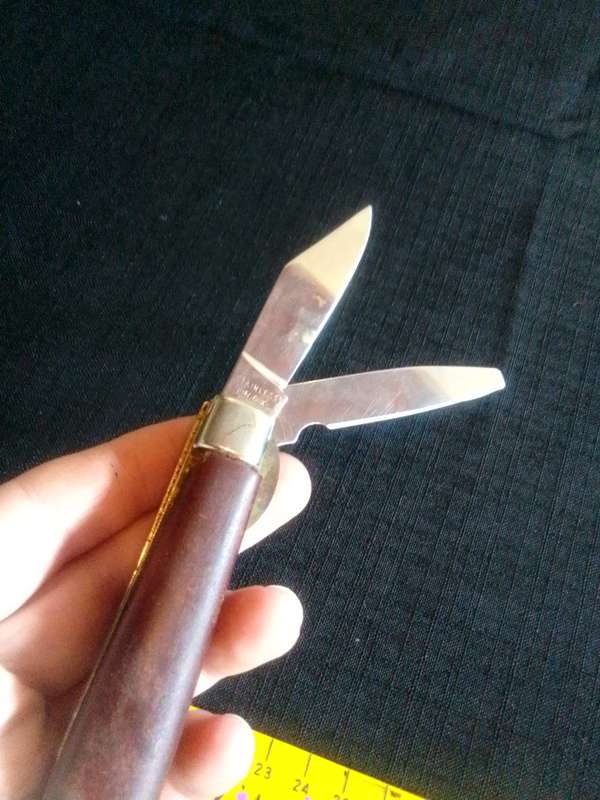 Stunning Stainless Steel Inox Pocket Knife with Wooden Handle in Good Condition L:145m -Stag Ireland