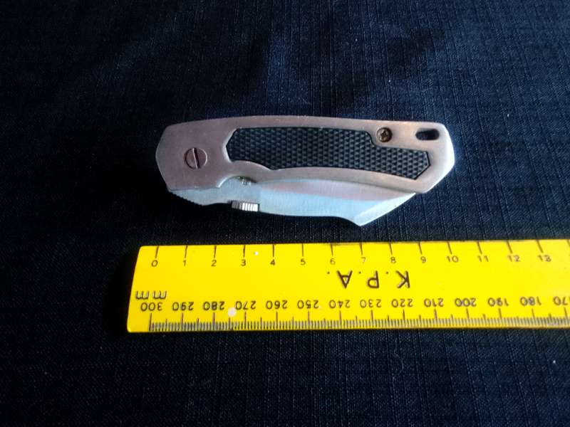 Stunning Stainless Steel China Pocket Knife With Rubber Handle And Belt Clip - Good Condition
