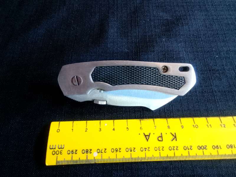 Stunning Stainless Steel China Pocket Knife With Rubber Handle And Belt Clip - Good Condition