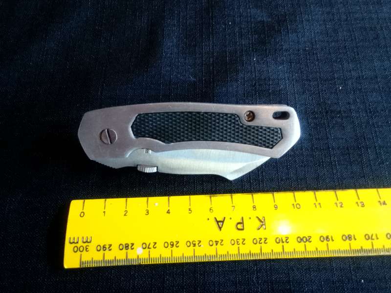 Stunning Stainless Steel China Pocket Knife With Rubber Handle And Belt Clip - Good Condition