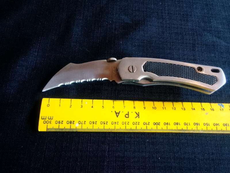 Stunning Stainless Steel China Pocket Knife With Rubber Handle And Belt Clip - Good Condition