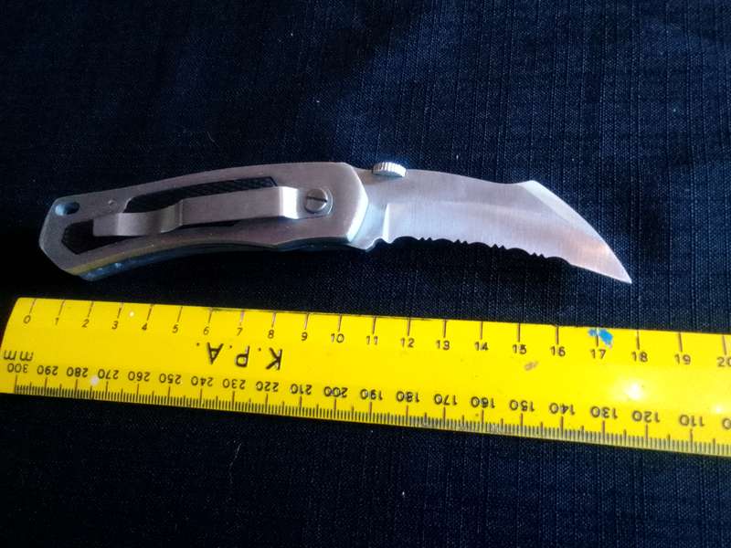 Stunning Stainless Steel China Pocket Knife With Rubber Handle And Belt Clip - Good Condition