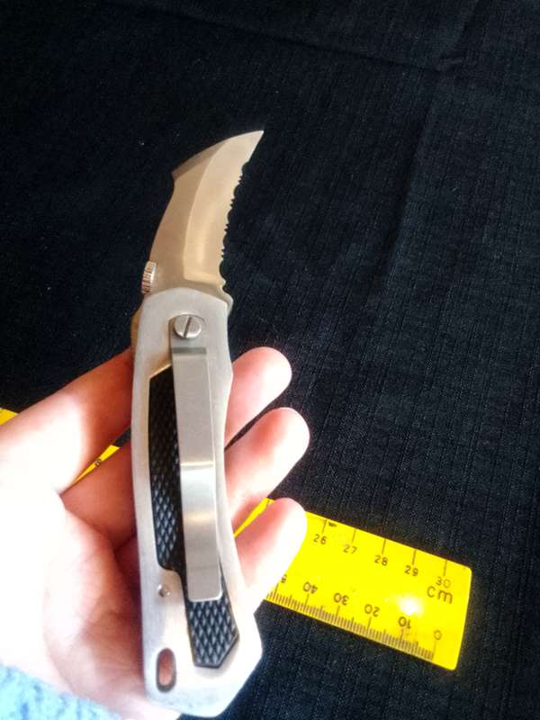 Stunning Stainless Steel China Pocket Knife With Rubber Handle And Belt Clip - Good Condition