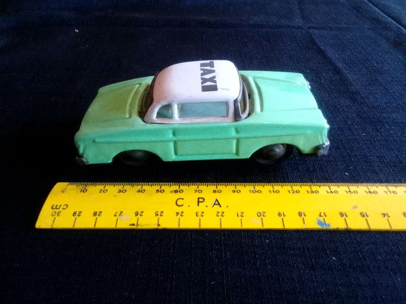 Vintage Tin Toy Car - Green Taxi Cab - Made in China