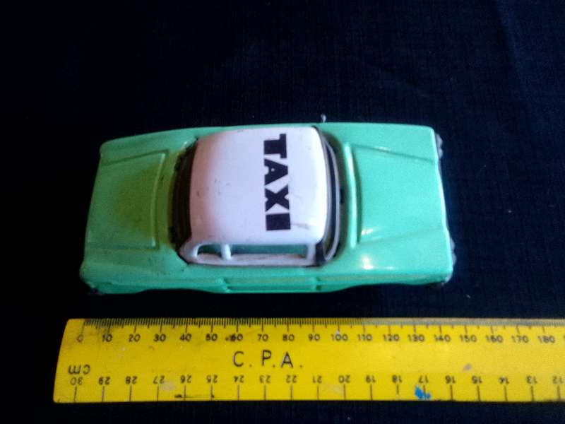 Vintage Tin Toy Car - Green Taxi Cab - Made in China