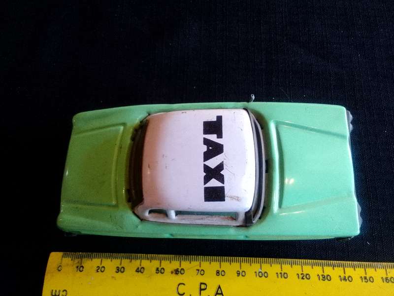 Vintage Tin Toy Car - Green Taxi Cab - Made in China