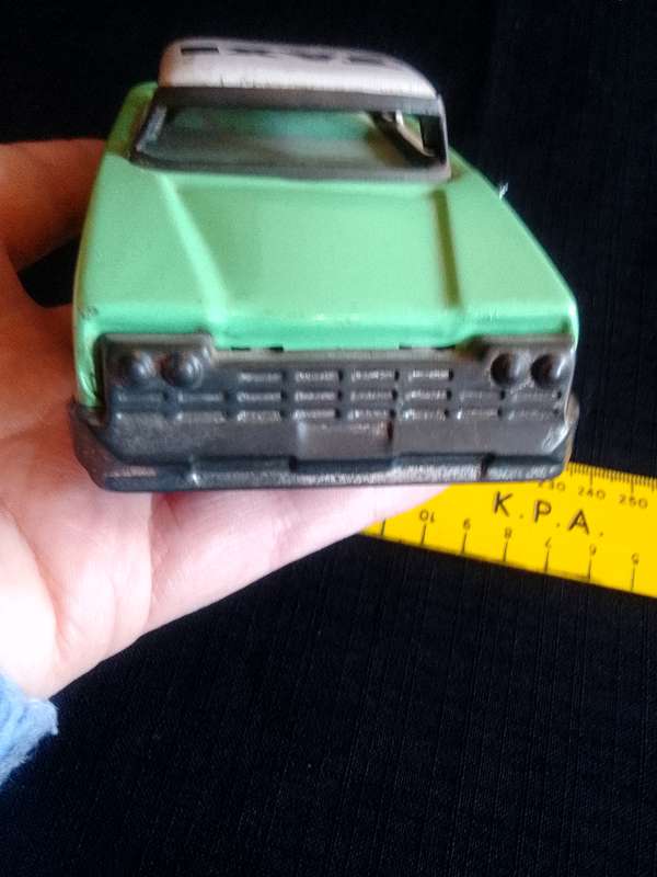 Vintage Tin Toy Car - Green Taxi Cab - Made in China