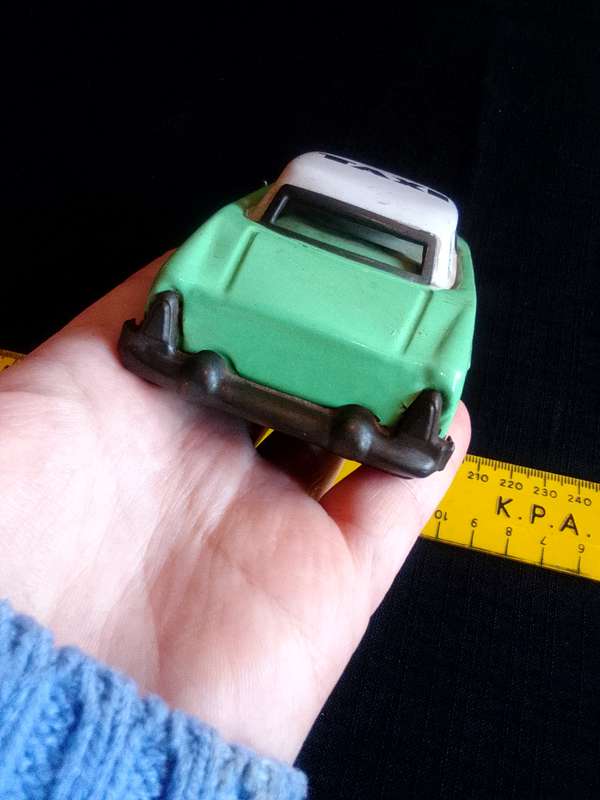 Vintage Tin Toy Car - Green Taxi Cab - Made in China