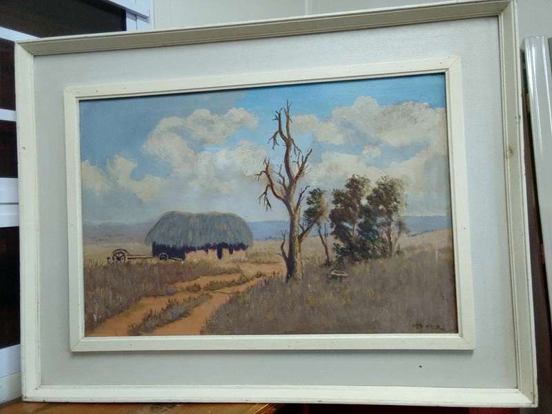 Beautiful Large Framed Otto Klar (1908 - 1994) Oil On Board Farm Landscape Scene- See Desp