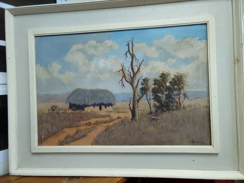 Beautiful Large Framed Otto Klar (1908 - 1994) Oil On Board Farm Landscape Scene- See Desp