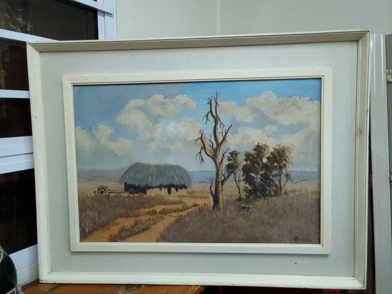 Beautiful Large Framed Otto Klar (1908 - 1994) Oil On Board Farm Landscape Scene- See Desp