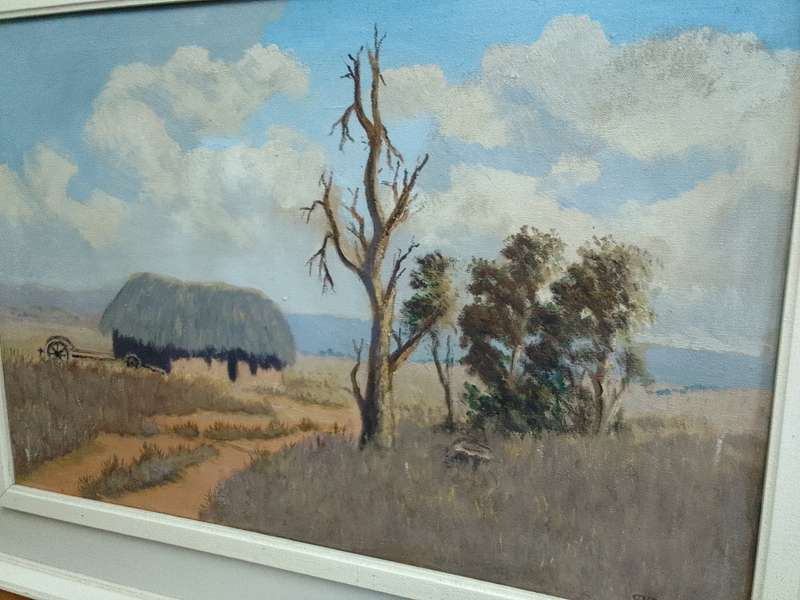 Beautiful Large Framed Otto Klar (1908 - 1994) Oil On Board Farm Landscape Scene- See Desp