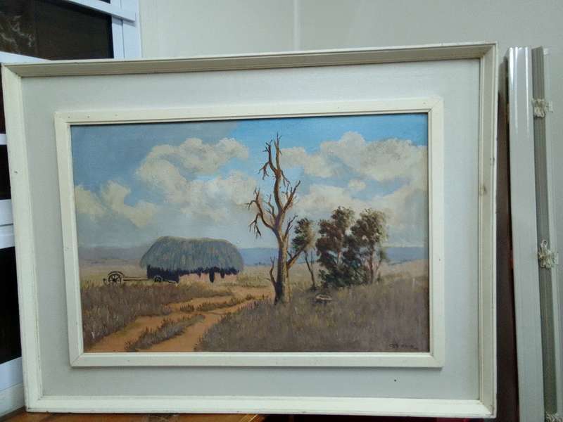Beautiful Large Framed Otto Klar (1908 - 1994) Oil On Board Farm Landscape Scene- See Desp
