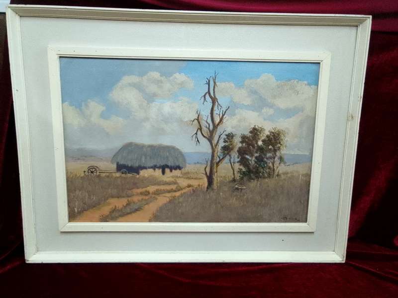Beautiful Large Framed Otto Klar (1908 - 1994) Oil On Board Farm Landscape Scene- See Desp