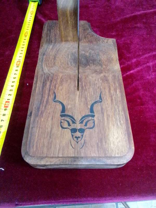 Beautiful Handcrafted In South Africa Big Solid Kiaat Biltong Cutter/ Slicer -  Good Condition