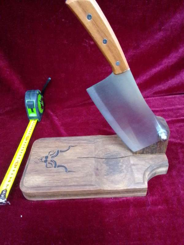 Beautiful Handcrafted In South Africa Big Solid Kiaat Biltong Cutter/ Slicer -  Good Condition
