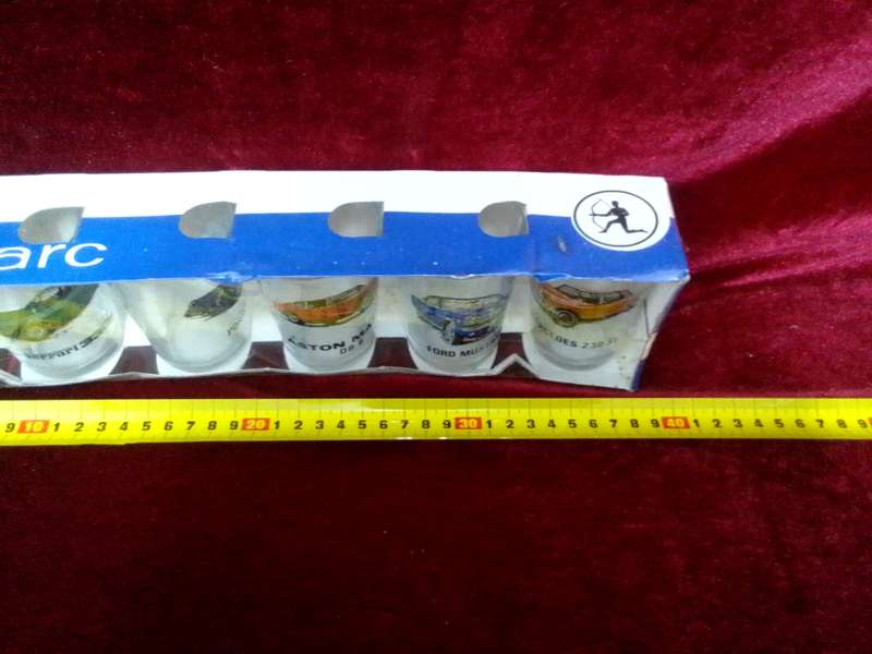 Collection of Six Stunning Luminarc Vintage Car Glasses