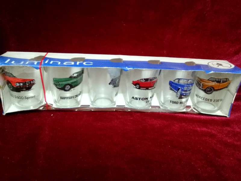 Collection of Six Stunning Luminarc Vintage Car Glasses