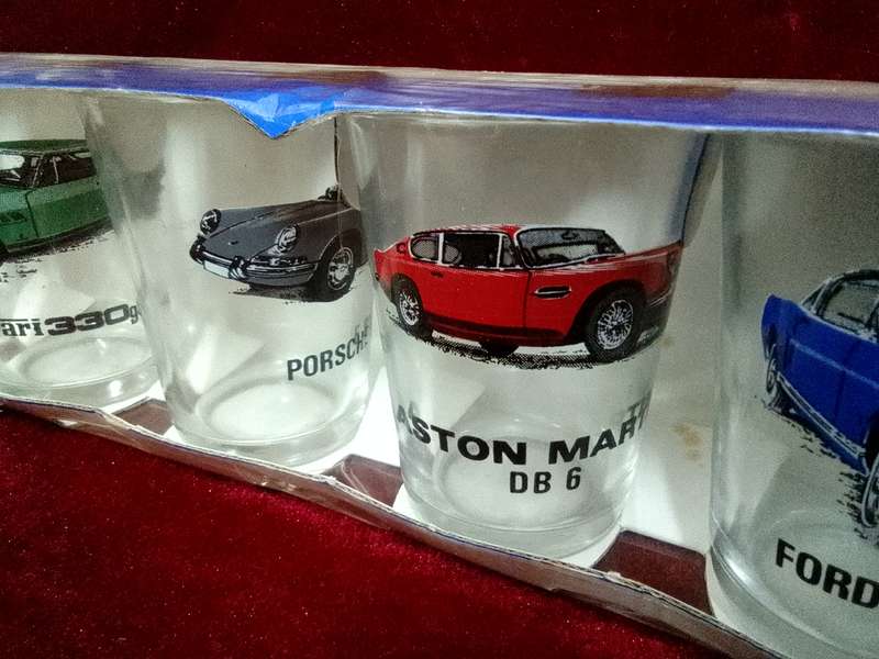 Collection of Six Stunning Luminarc Vintage Car Glasses