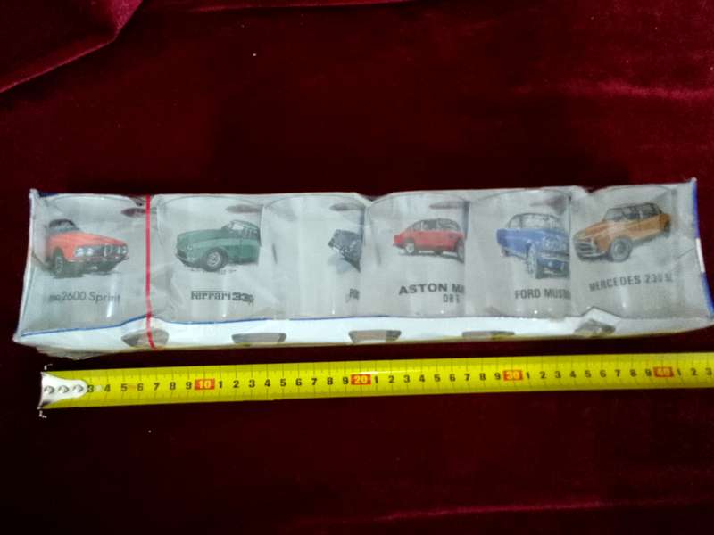Collection of Six Stunning Luminarc Vintage Car Glasses