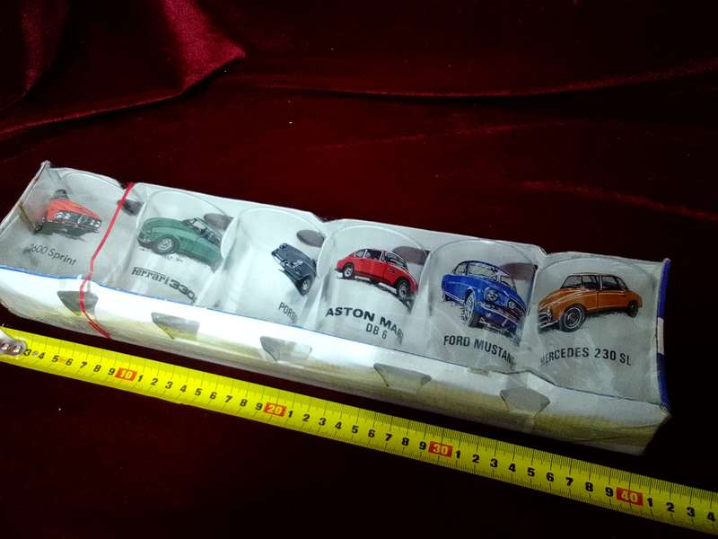 Collection of Six Stunning Luminarc Vintage Car Glasses