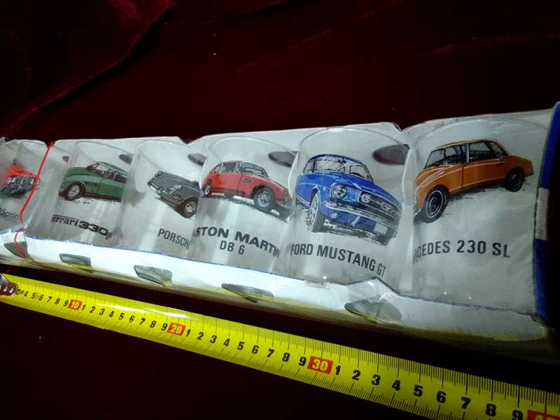 Collection of Six Stunning Luminarc Vintage Car Glasses