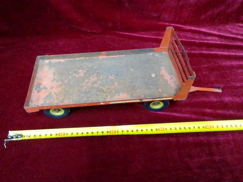 Stunning Vintage South African Made OLTI Large Steel Red Toy Trailer