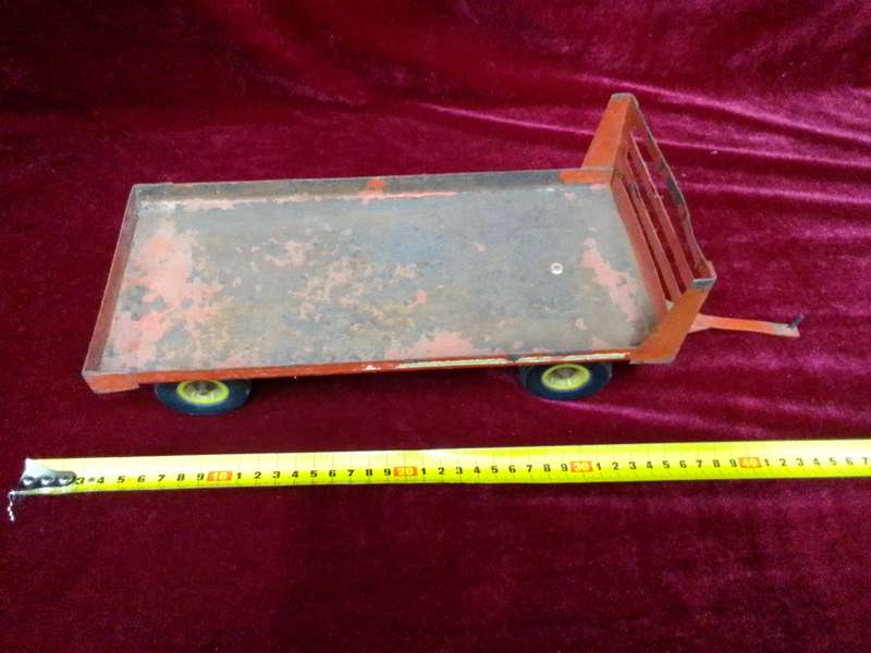 Stunning Vintage South African Made OLTI Large Steel Red Toy Trailer