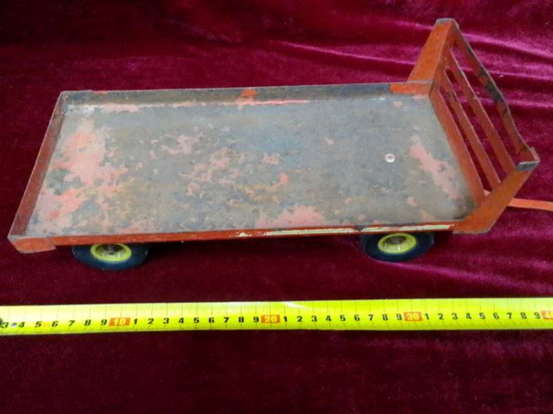 Stunning Vintage South African Made OLTI Large Steel Red Toy Trailer