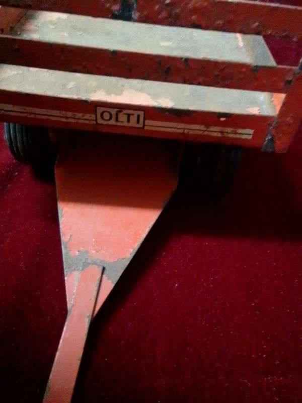 Stunning Vintage South African Made OLTI Large Steel Red Toy Trailer