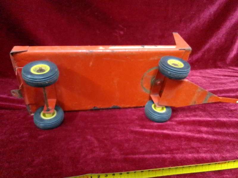 Stunning Vintage South African Made OLTI Large Steel Red Toy Trailer