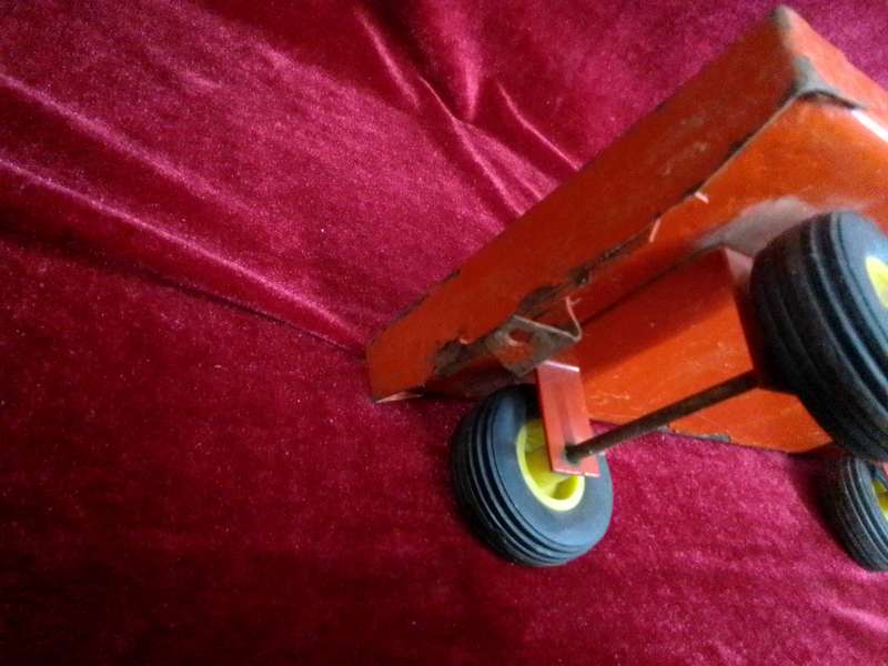 Stunning Vintage South African Made OLTI Large Steel Red Toy Trailer