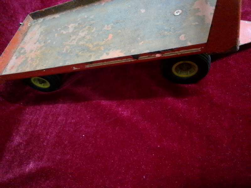 Stunning Vintage South African Made OLTI Large Steel Red Toy Trailer