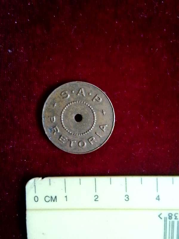 Very Rare South African Police - Pretoria - Canteen Token - Hern's Handbook - Number 566a