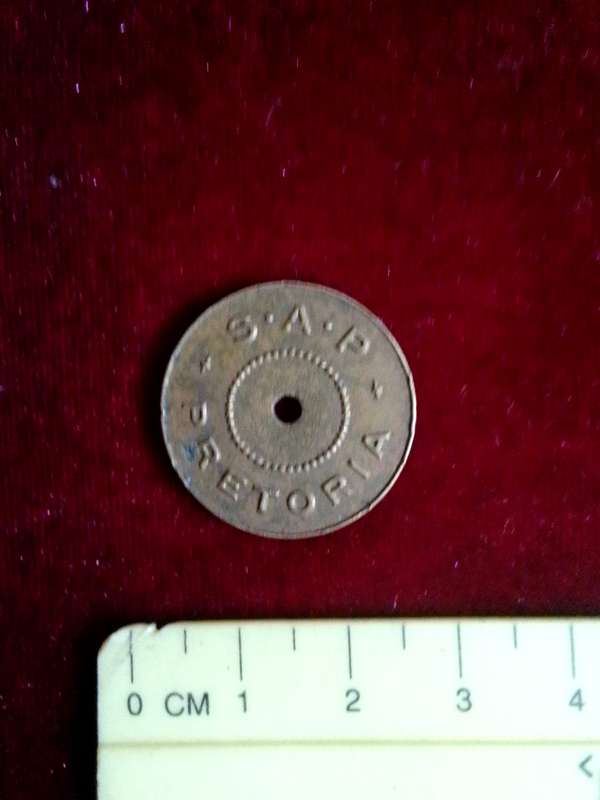 Very Rare South African Police - Pretoria - Canteen Token - Hern's Handbook - Number 566a