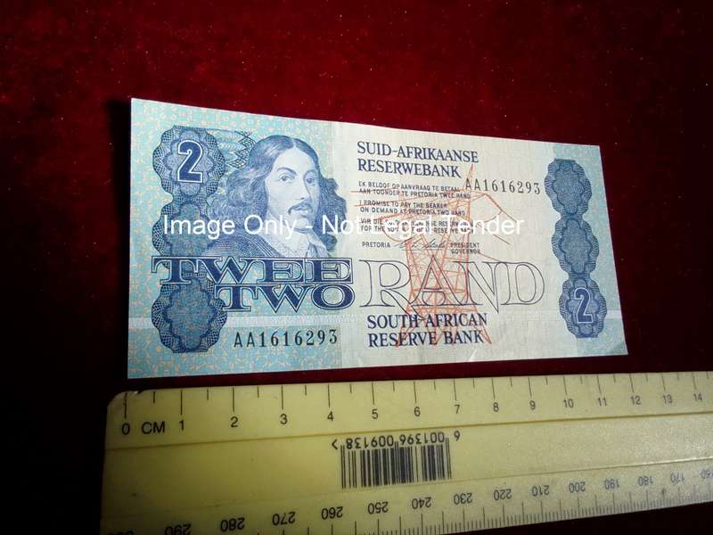 Republic Of South Africa Two Rand Note Serial Number AA1616293 - CL Stals- Good Condition